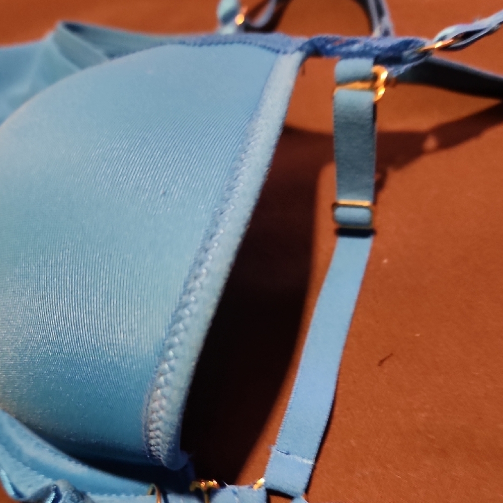 Freya Vibrant Blue Padded Bra Molded Plunge Nwt. 34DD. - Picture 3 of 8